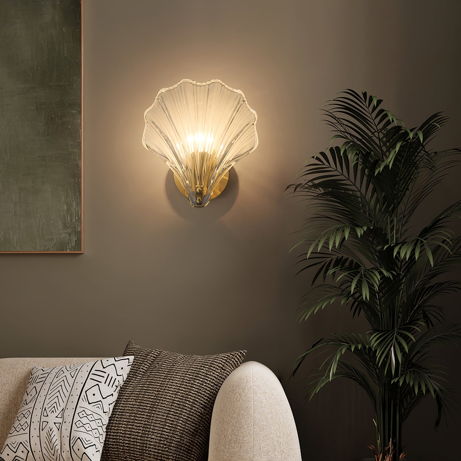 Applique murale tendance en verre coquillage