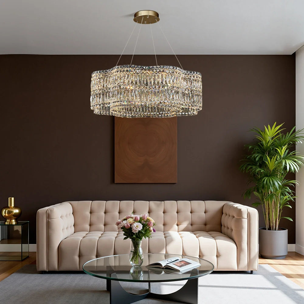 Lampadario elegante moderno con cristalli a forma di fiori