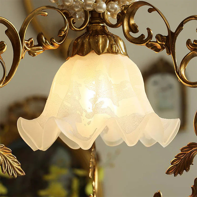 French Vintage Brass Crystal Pendant Lamp