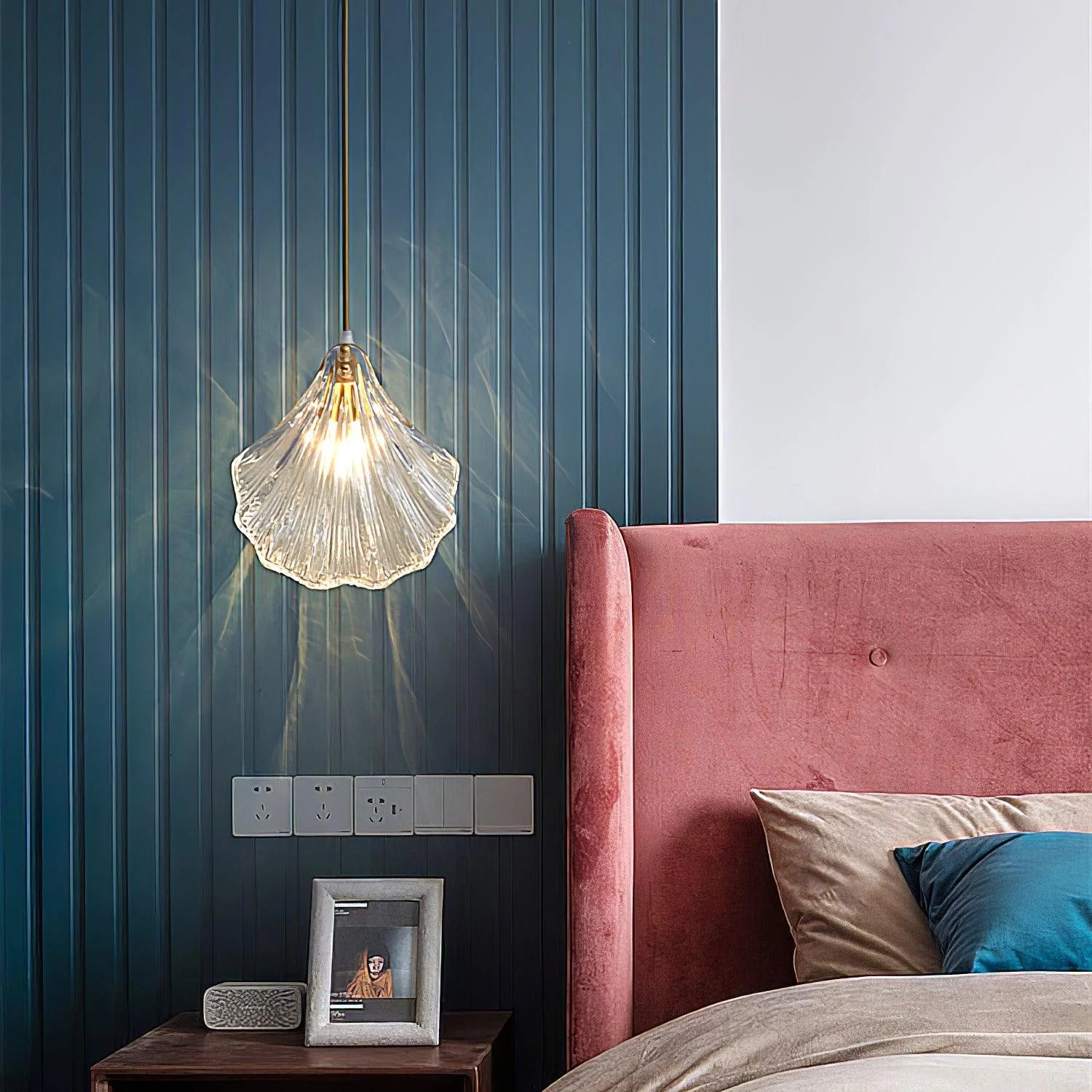 Lampe à suspension moderne en verre de coquille