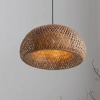 Rustic Bamboo Dome Pendant Lamp