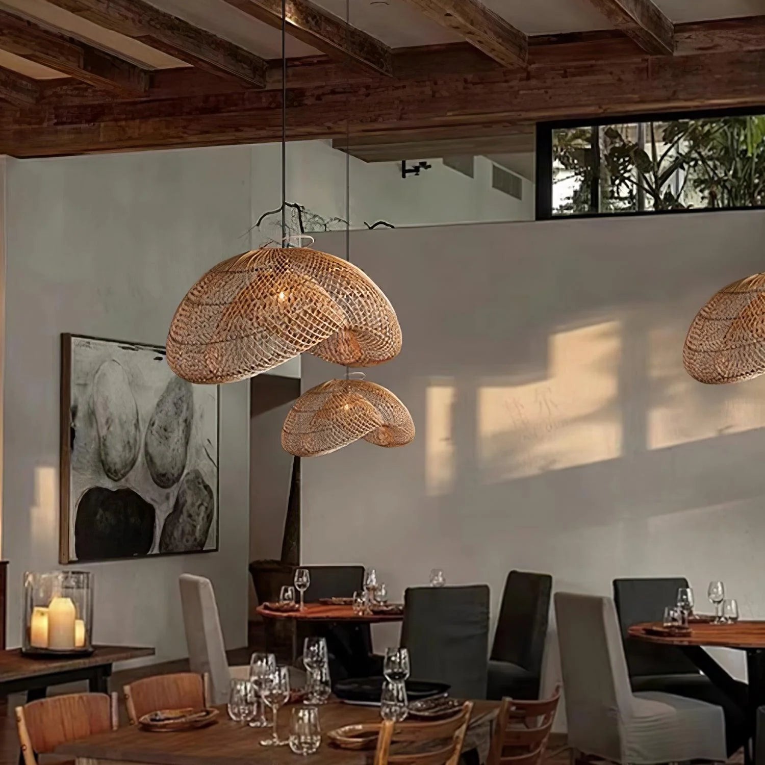 Lampada a sospensione Curva in rattan