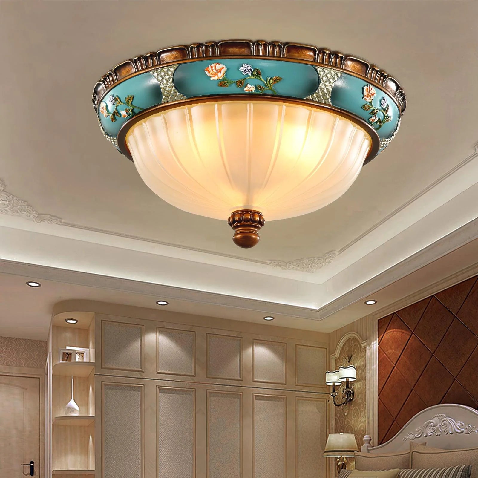 Oriental Half Round Resin Ceiling Light