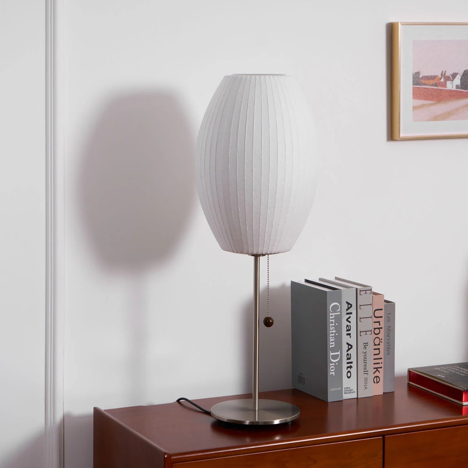 Lampe de table classique arrondie en soie