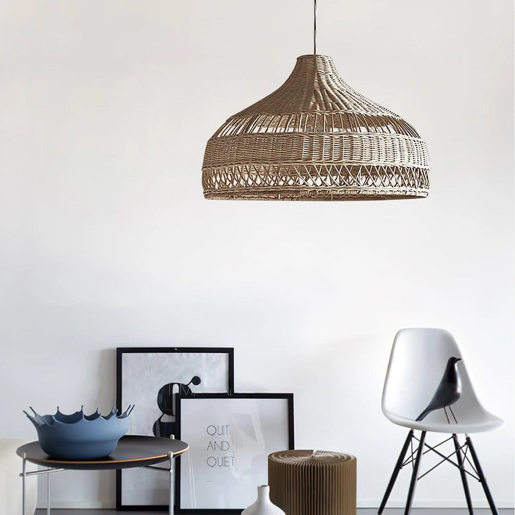 Trendy Dome Woven Rattan Pendel Light