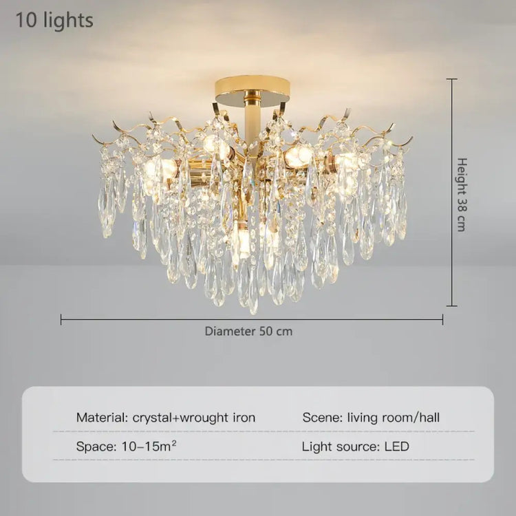 Moderne lysekrone med dråbevis krystal i klare nuancer