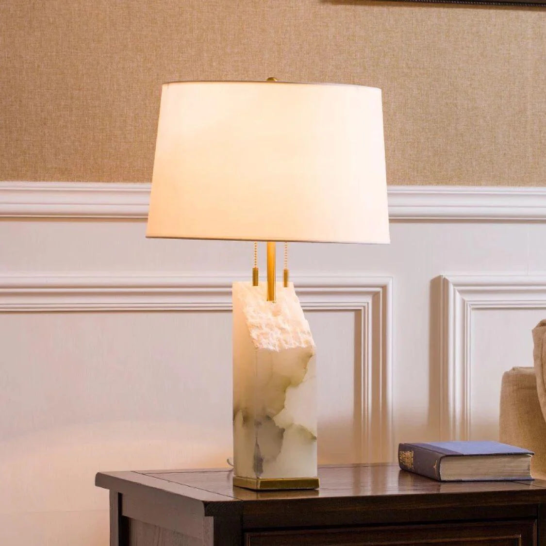 Modern Rectangular Alabaster Table Lamp