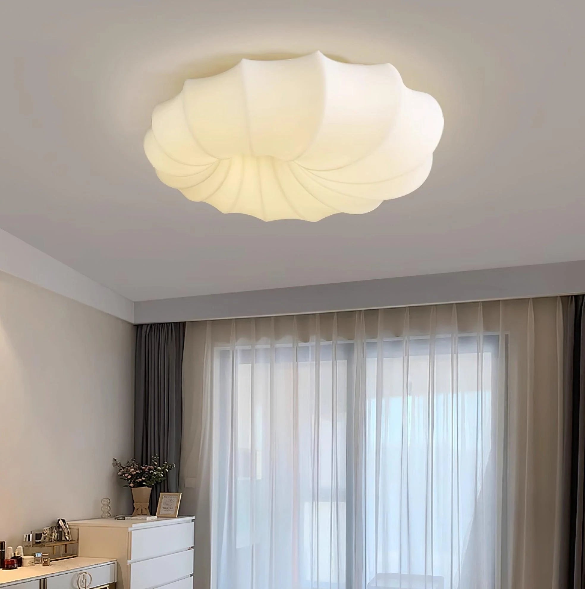 Minimalist Creamy Pumpkin Flush Mount Light