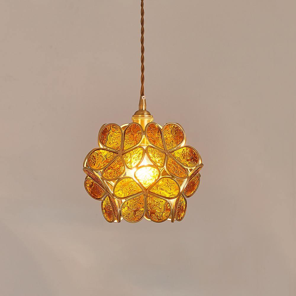 Lampe à suspension chic en verre floral