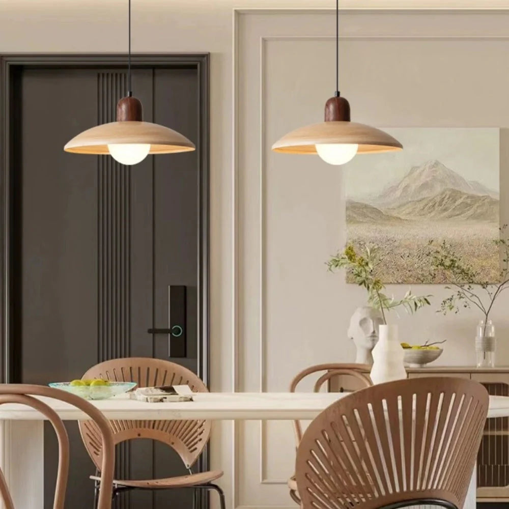 Plafonnier rond classique en bois