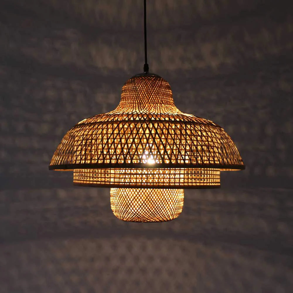 Suspension moderne en rotin multicouche