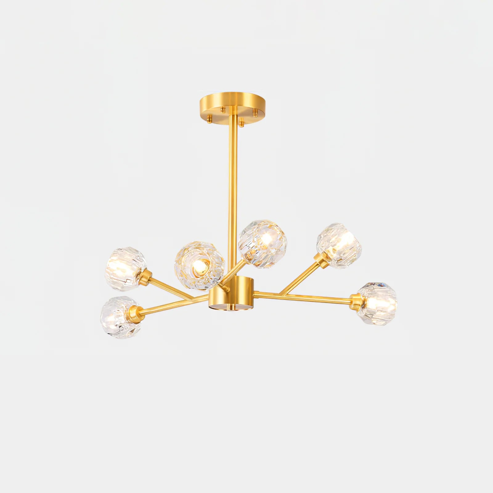 Lampadario a cascata con sfera di vetro