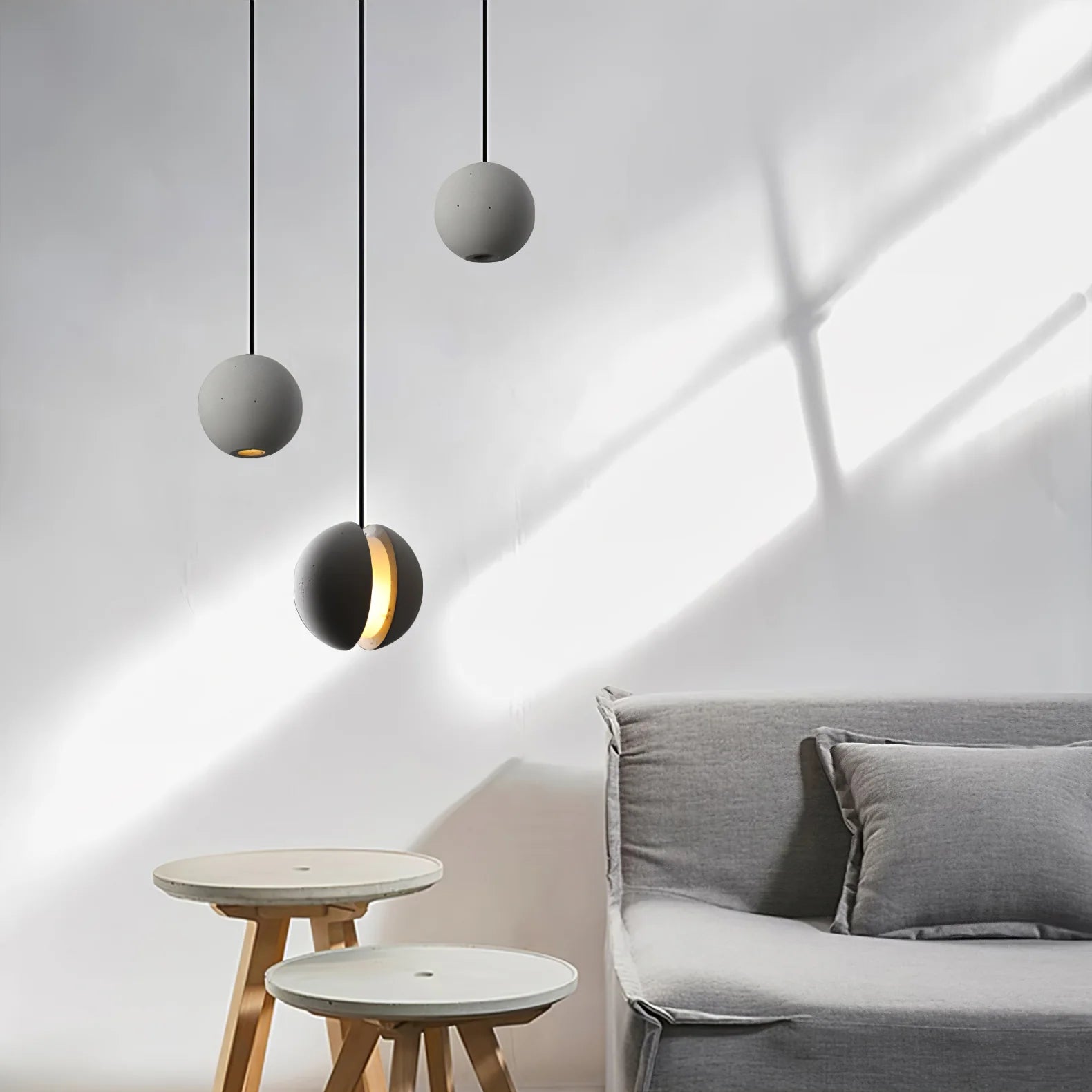 Suspension ronde minimaliste en béton