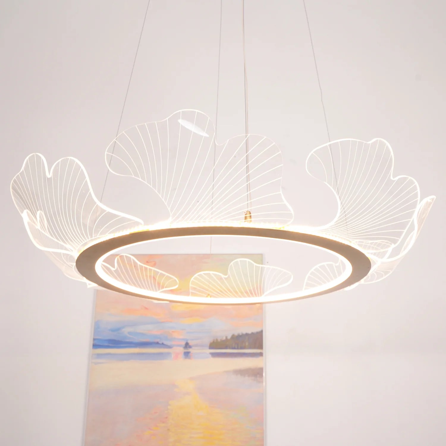 Lustre rond en acrylique océanique