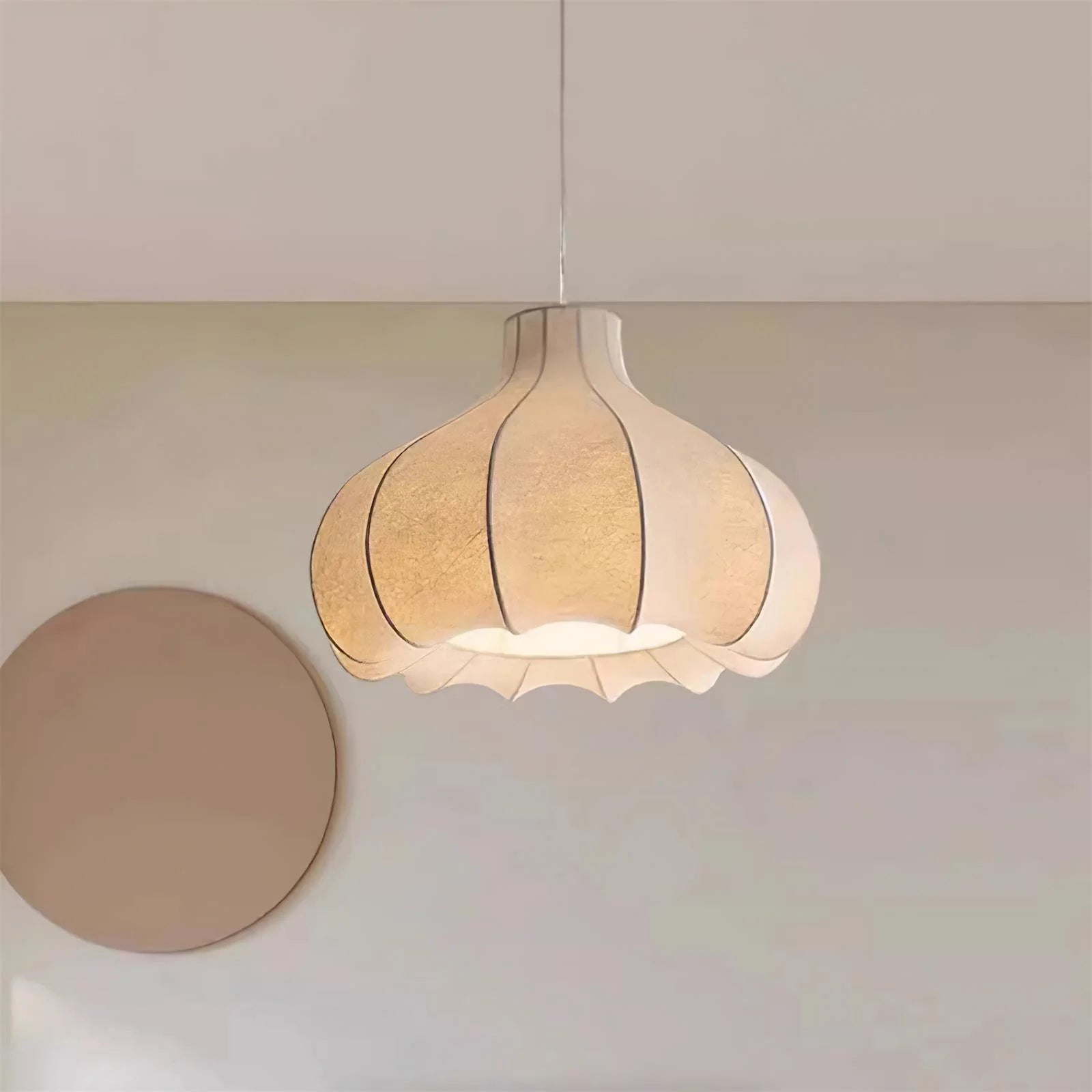 Lampe à suspension ronde élégante en soie