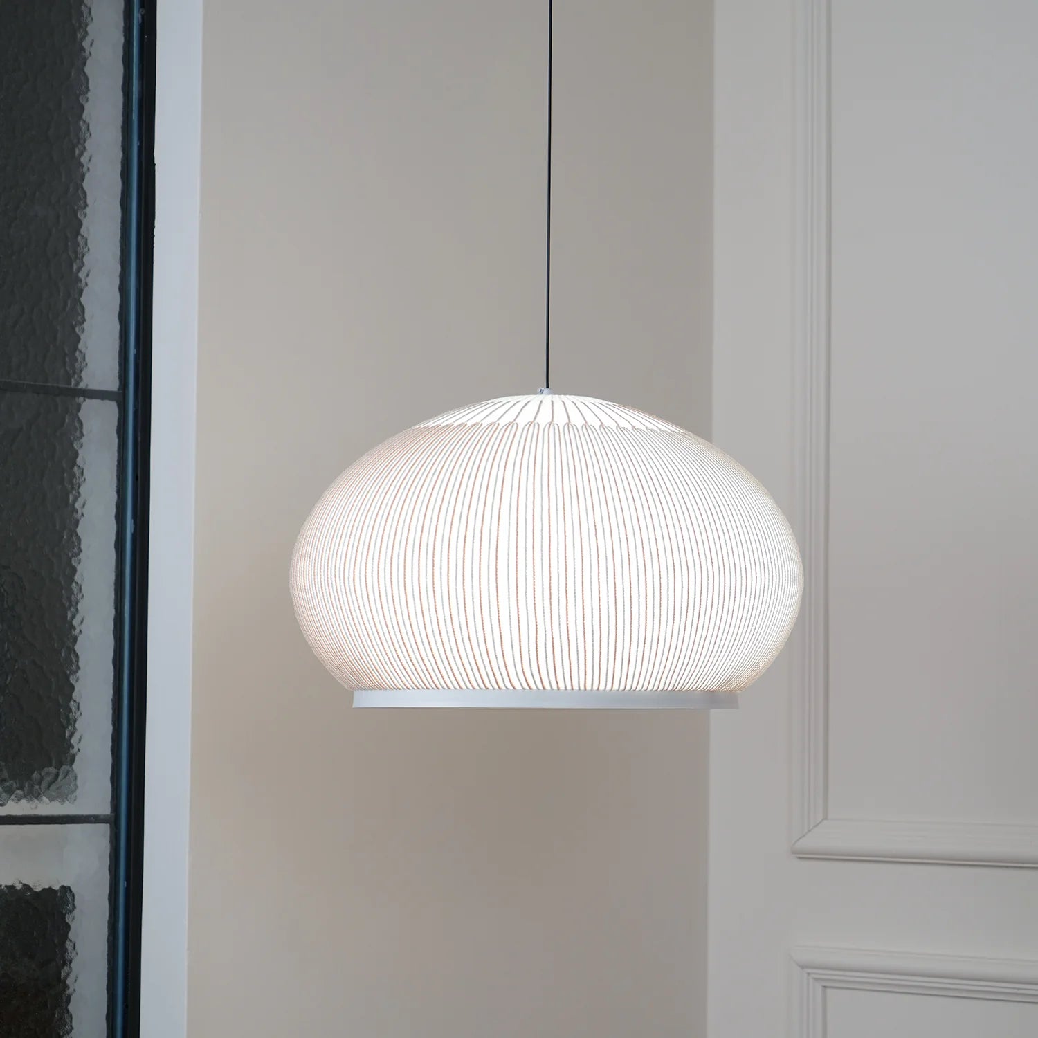 Lampe à suspension ronde rétro en tissu