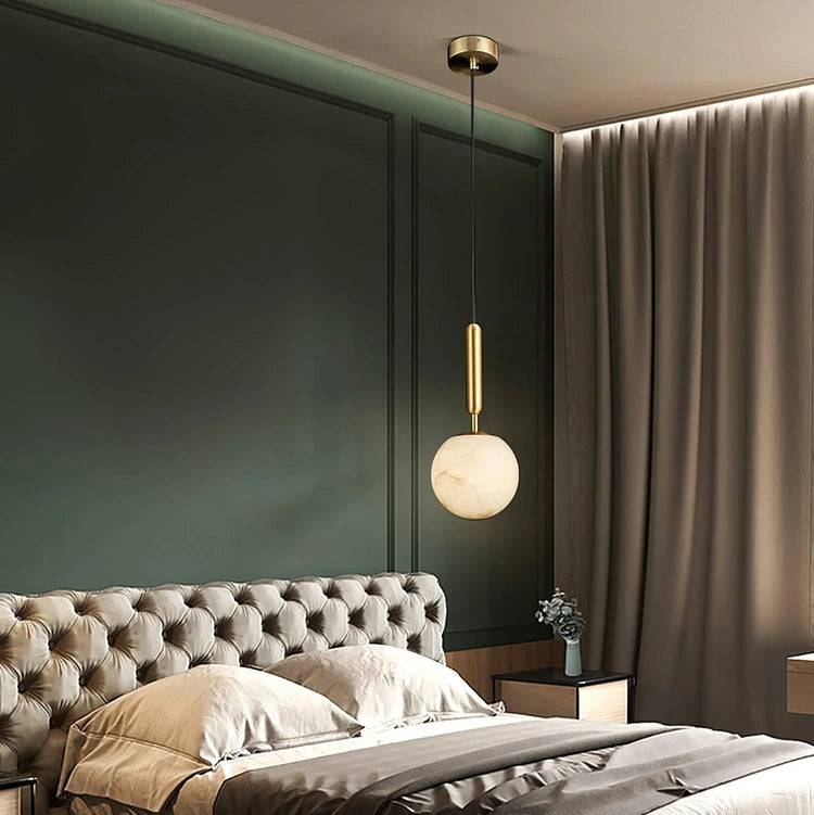 Stilfuld Round Globe Marmor Pendel Light