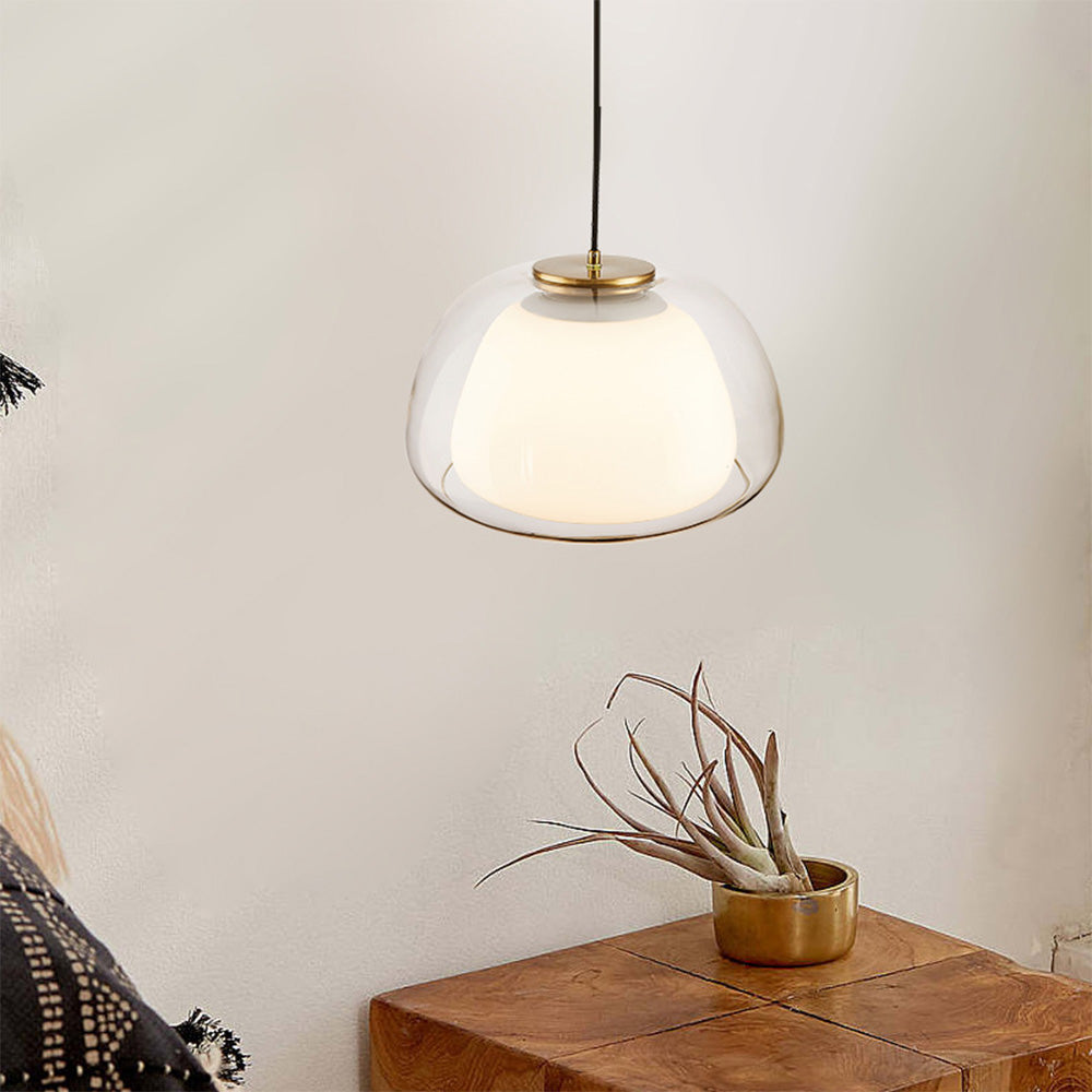 Lampada a sospensione moderna in vetro lattimo