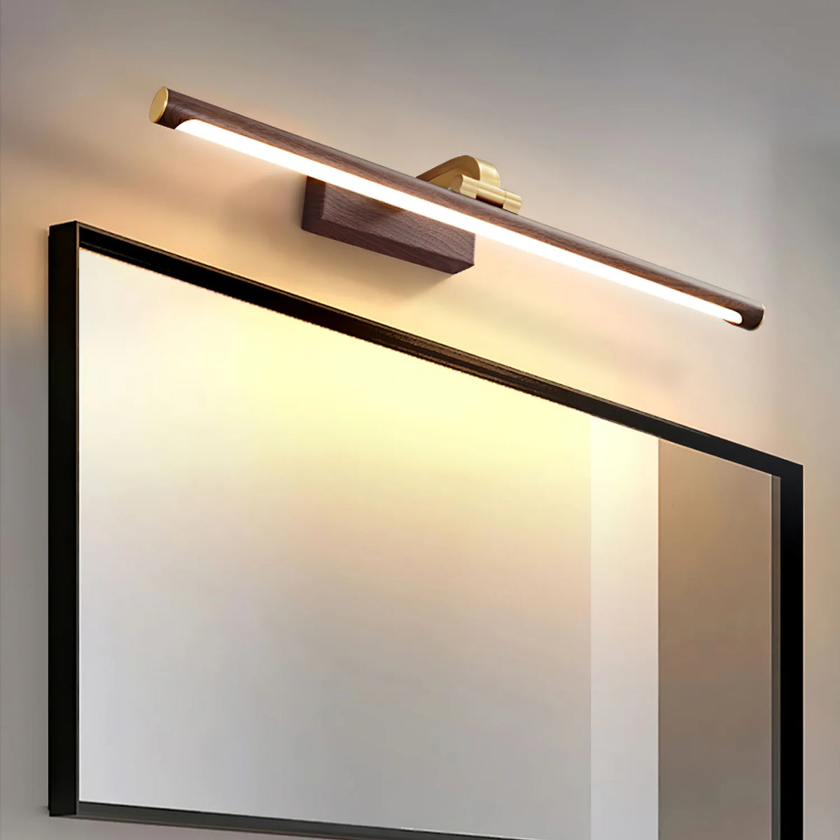 Luxe Brass & Walnut Linear Wall Light