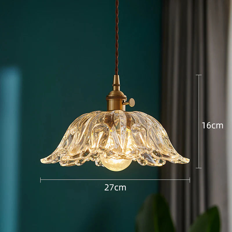 Nordisk enkelthoved glasblomster pendellampe