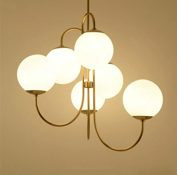 Vintage Metal Framed Glass Chandelier