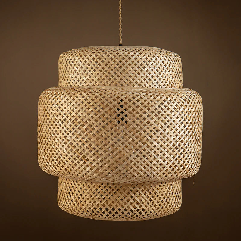 Lampada a sospensione a tre livelli in rattan stile Boho
