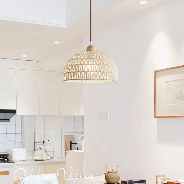 Arco Rattan Pendant Light