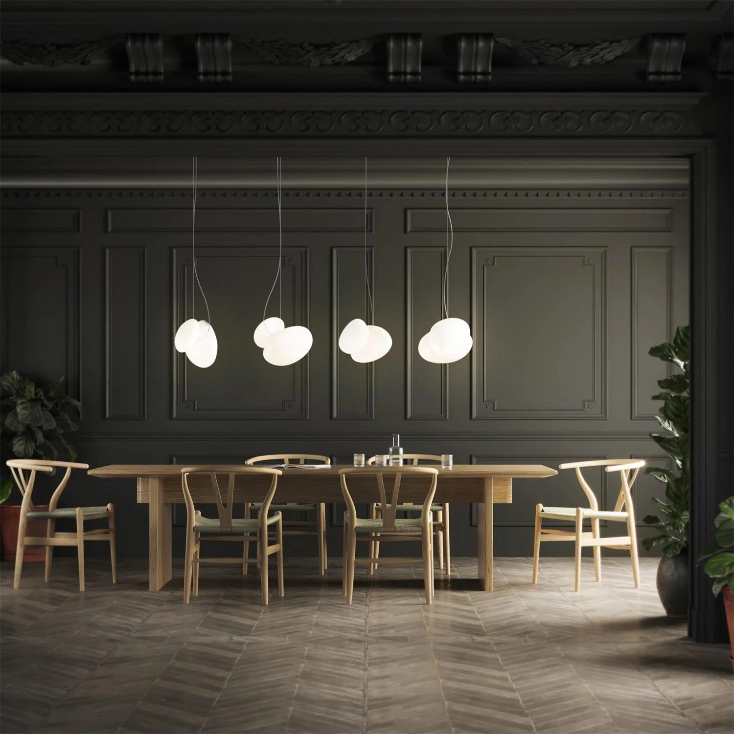 Lampe à suspension ovale en verre élégante