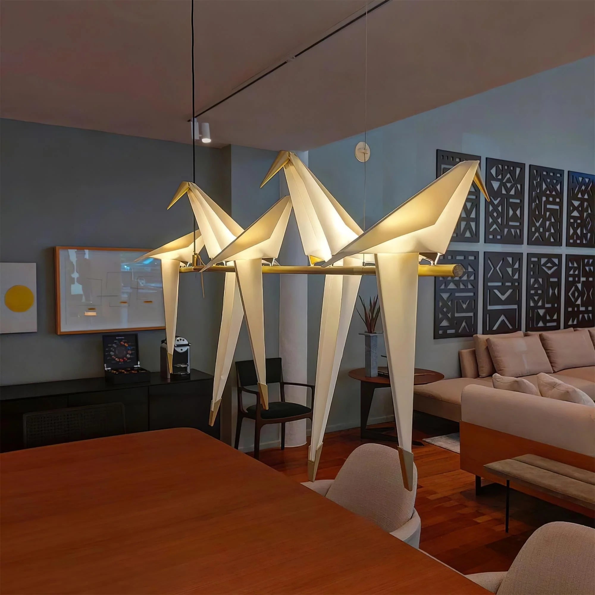 Lampadario LED a forma di uccello origami