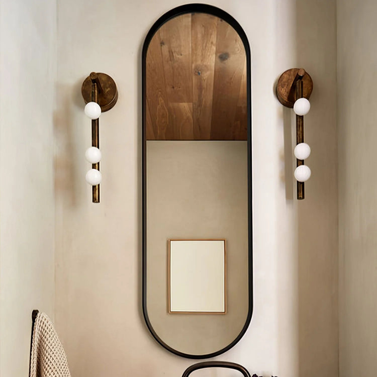 Moderne lineær væglampe i messingglas