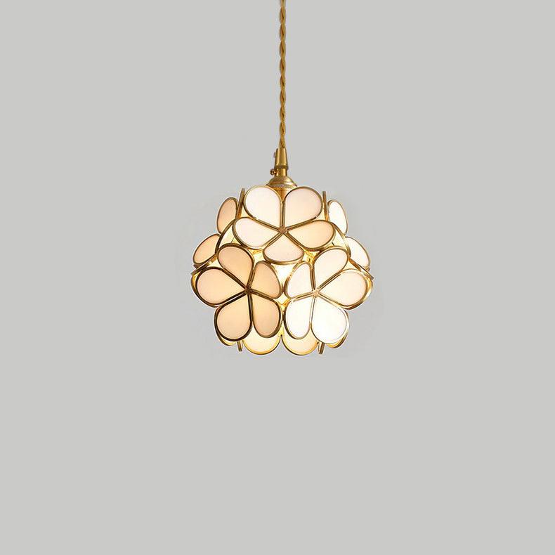 Lampe à suspension chic en verre floral
