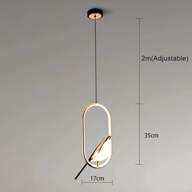 Moderne, schicke goldene Vogel-Pendelleuchte