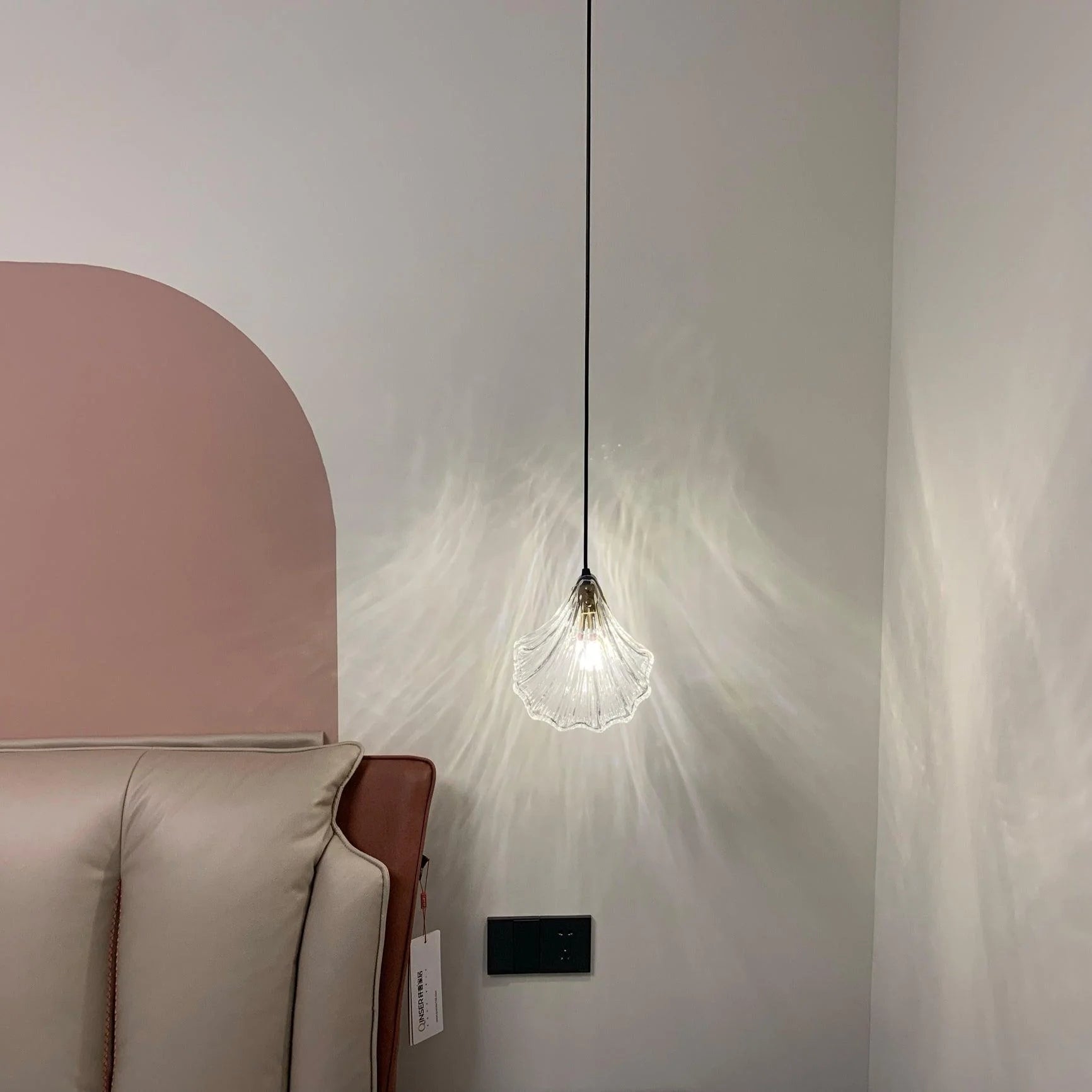 Lampe à suspension moderne en verre de coquille