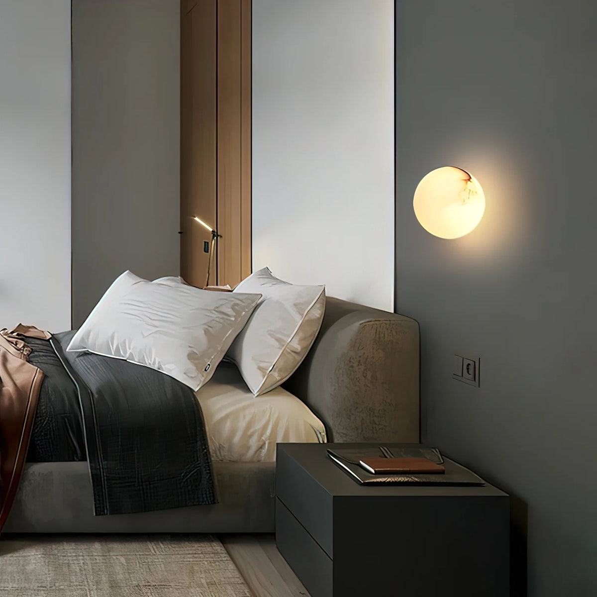 Alabaster Globe Wall Light