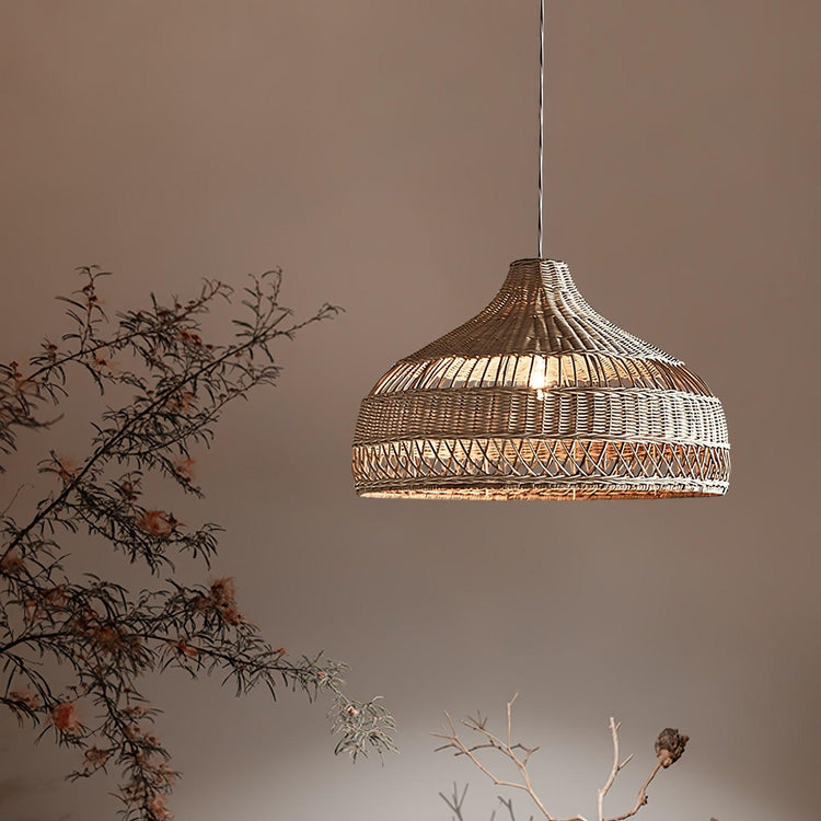 Trendy Dome Woven Rattan Pendel Light