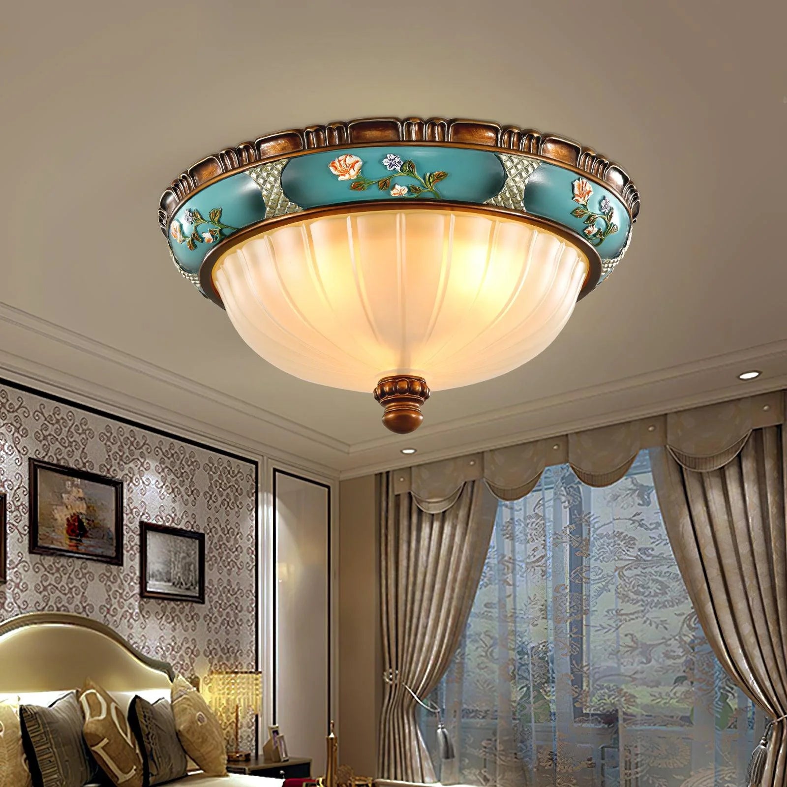 Oriental Half Round Resin Ceiling Light