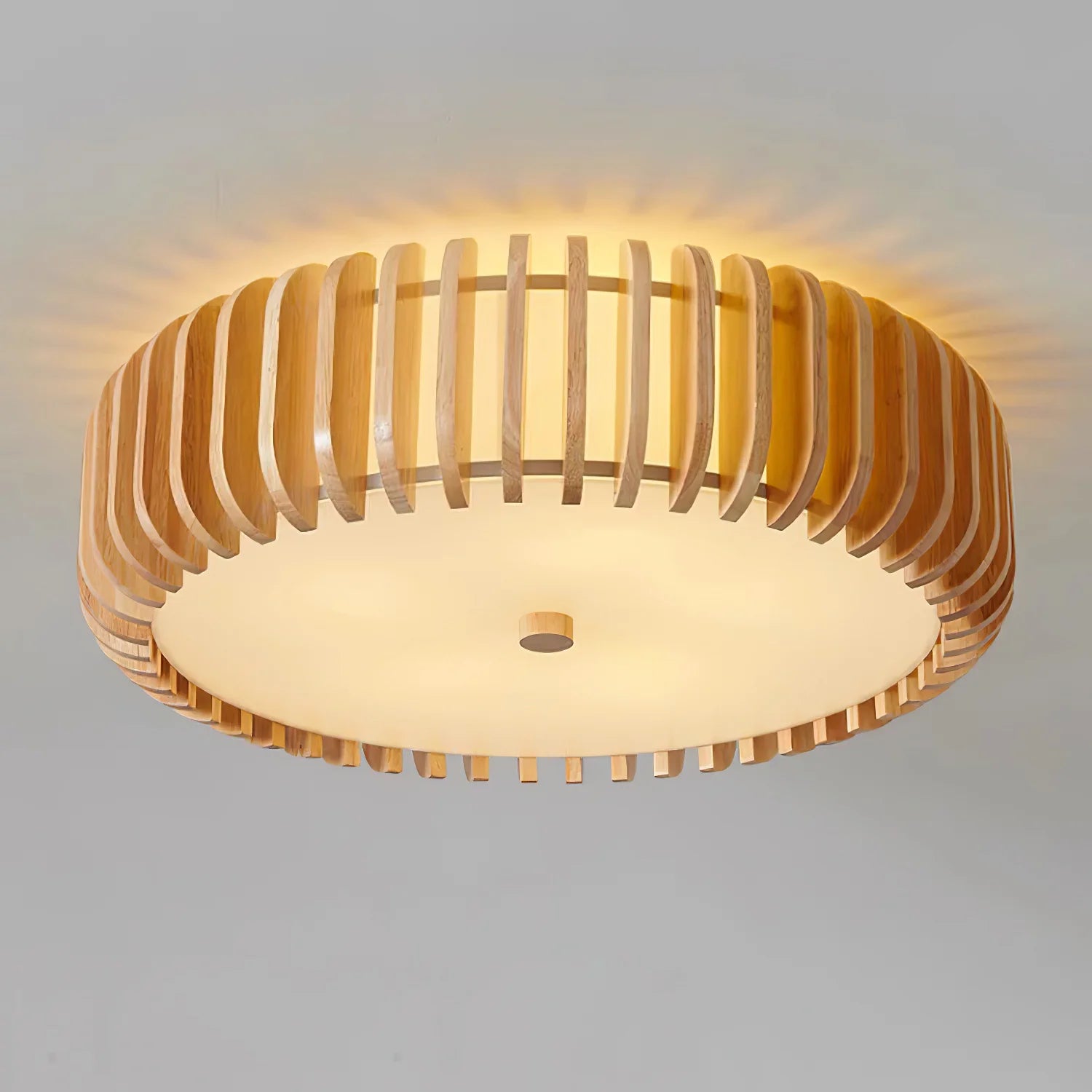 Plafonnier rond moderne en bois