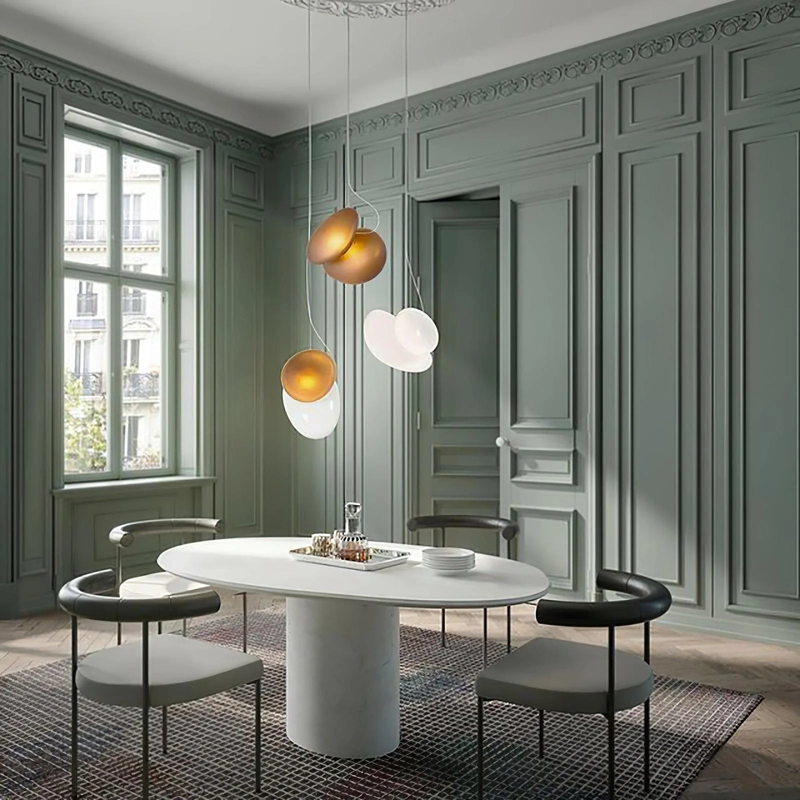 Lampe à suspension ovale en verre élégante