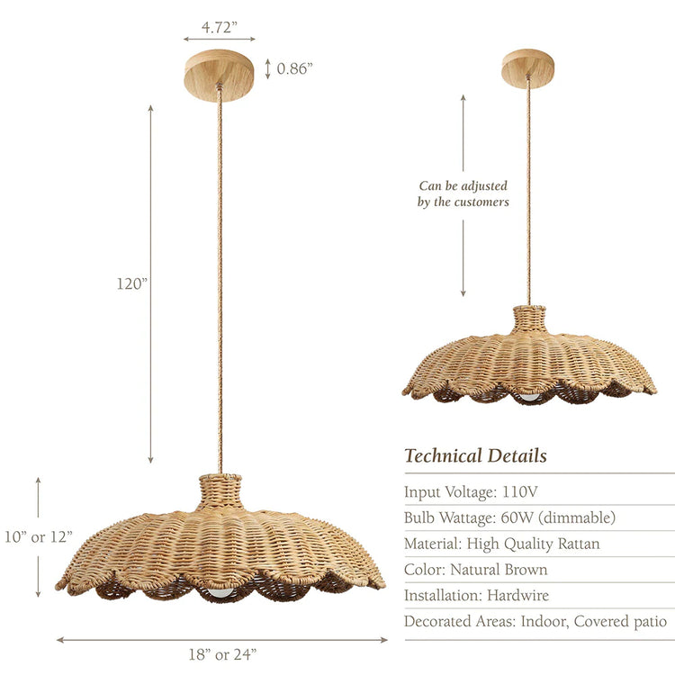 Retro Wave rattan pendel