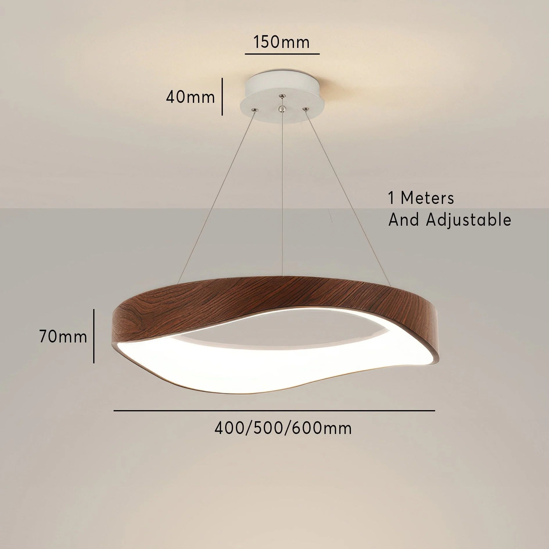 Lampada a sospensione nordica con venature del legno