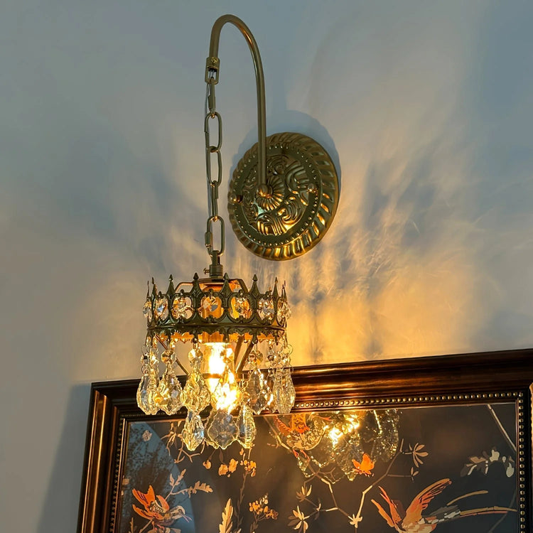 Vintage Crown Crystal Væglampe