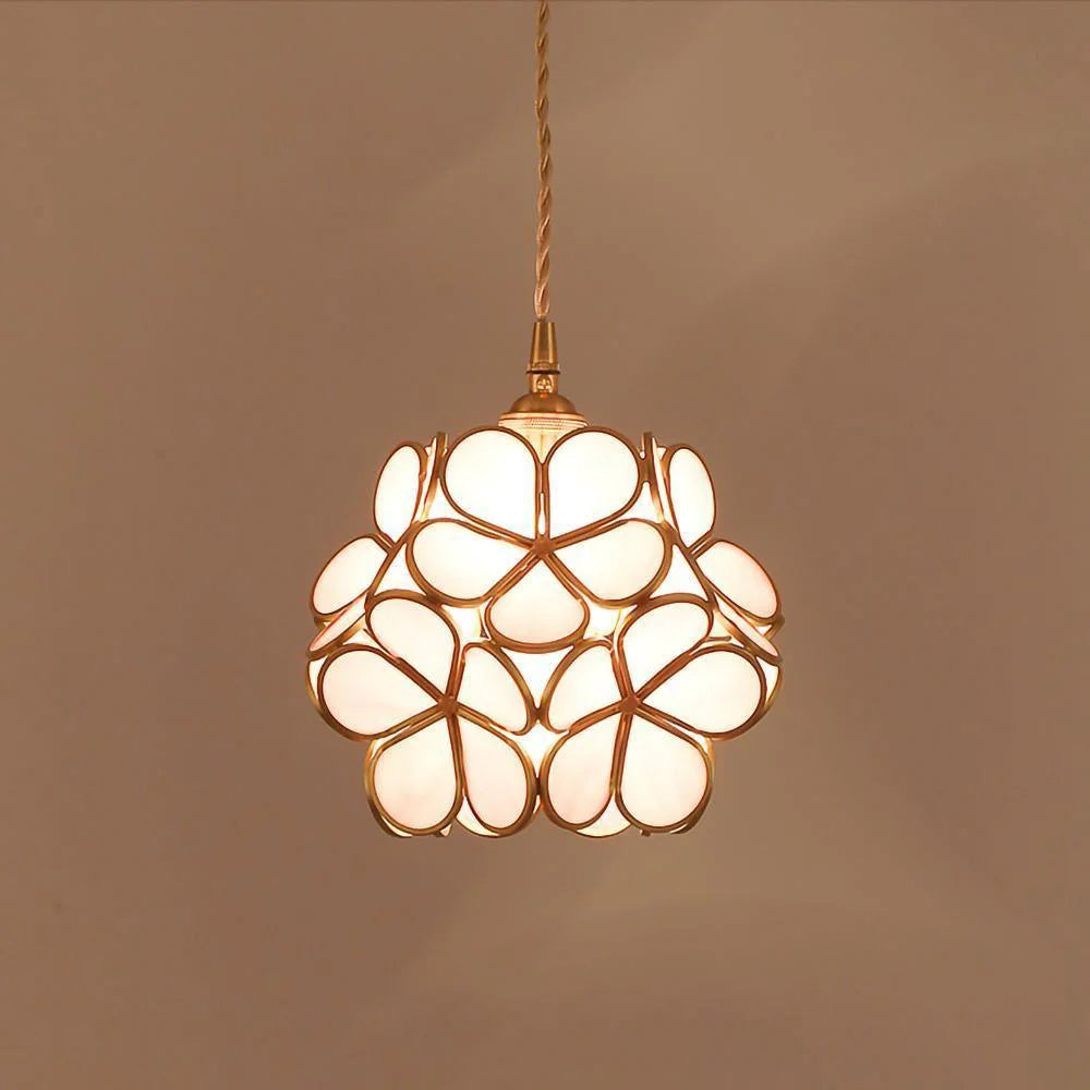 Lampe à suspension chic en verre floral