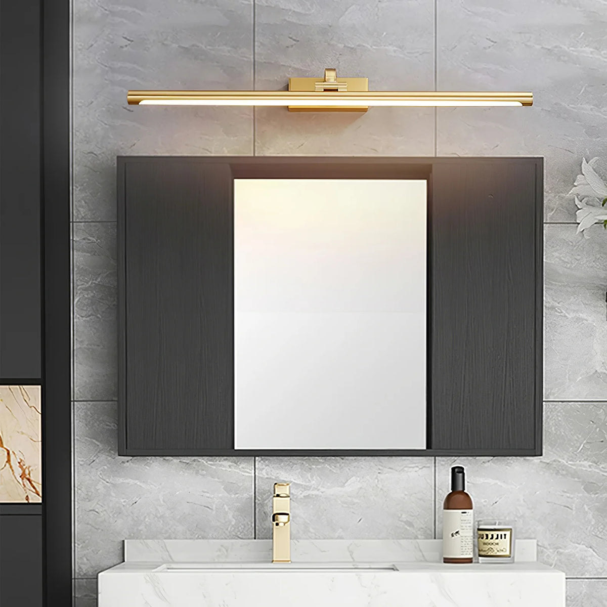 Luxe Brass & Walnut Linear Wall Light