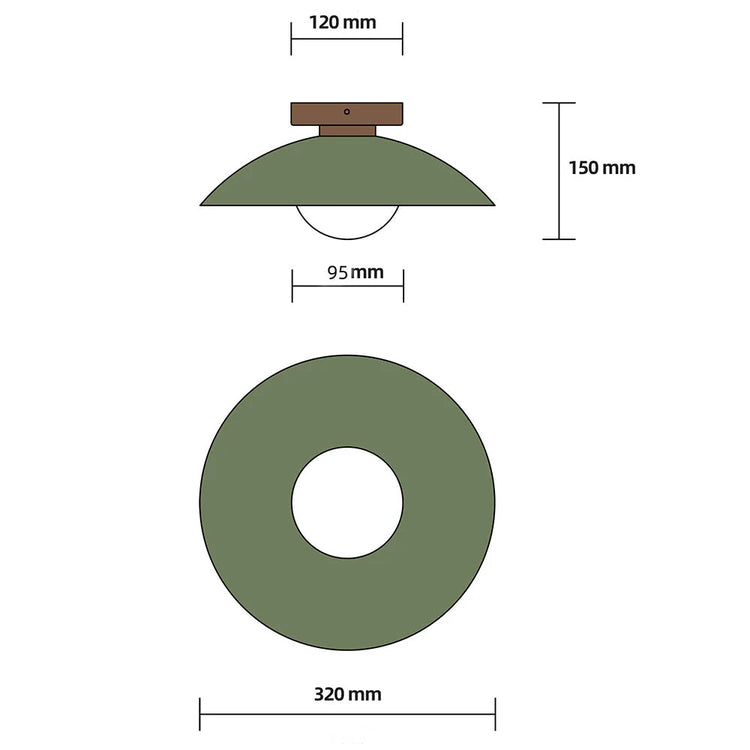 Moderne rund metal minimalistisk loftslampe