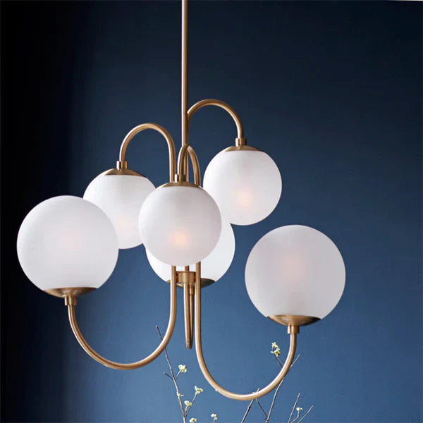 Vintage Metal Framed Glass Chandelier
