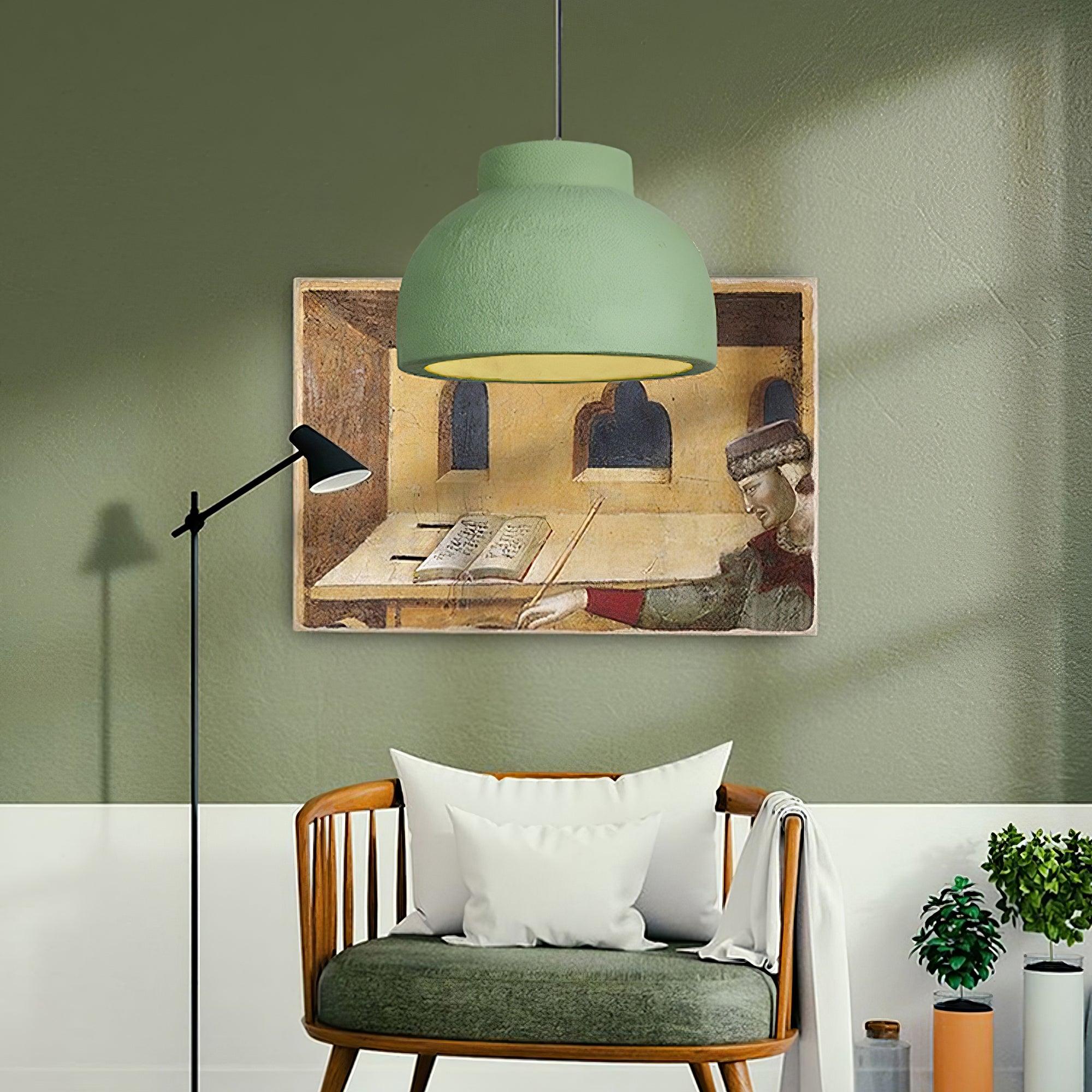 Lampe à suspension minimaliste en résine à dôme
