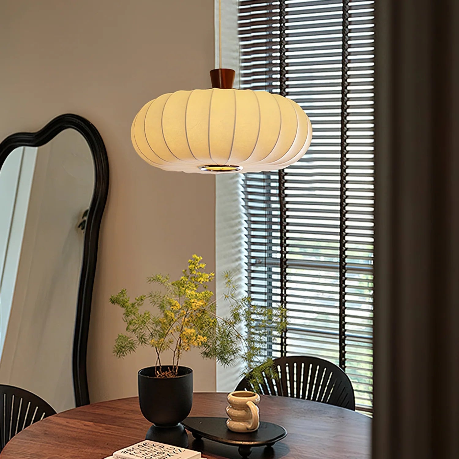 Lampe à Suspension Oblongue Vintage en Soie