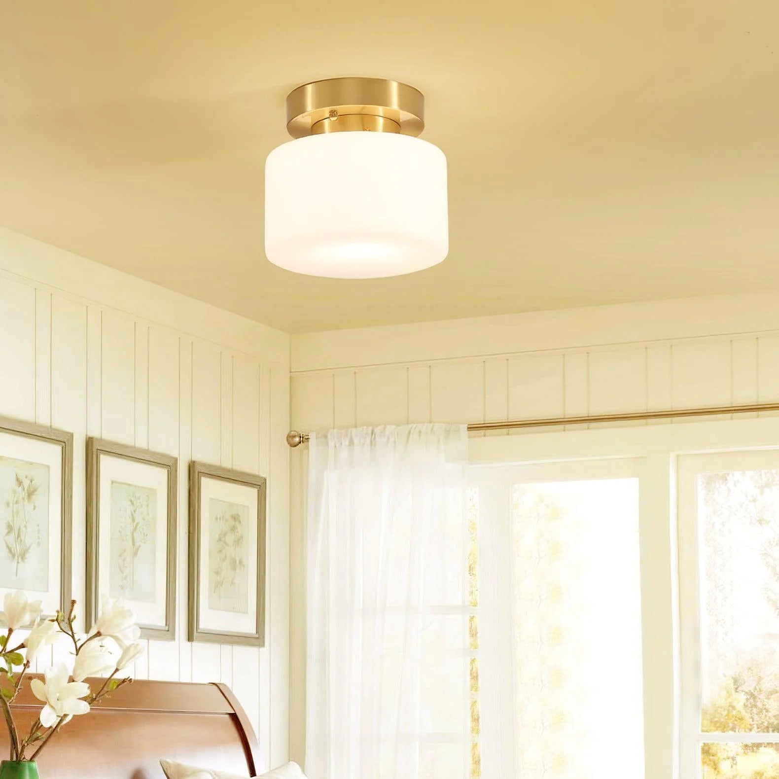 Modern Drum Glass Ceiling Light