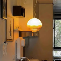 Lampada del ciondolo arancione Bauhaus della metà del secolo