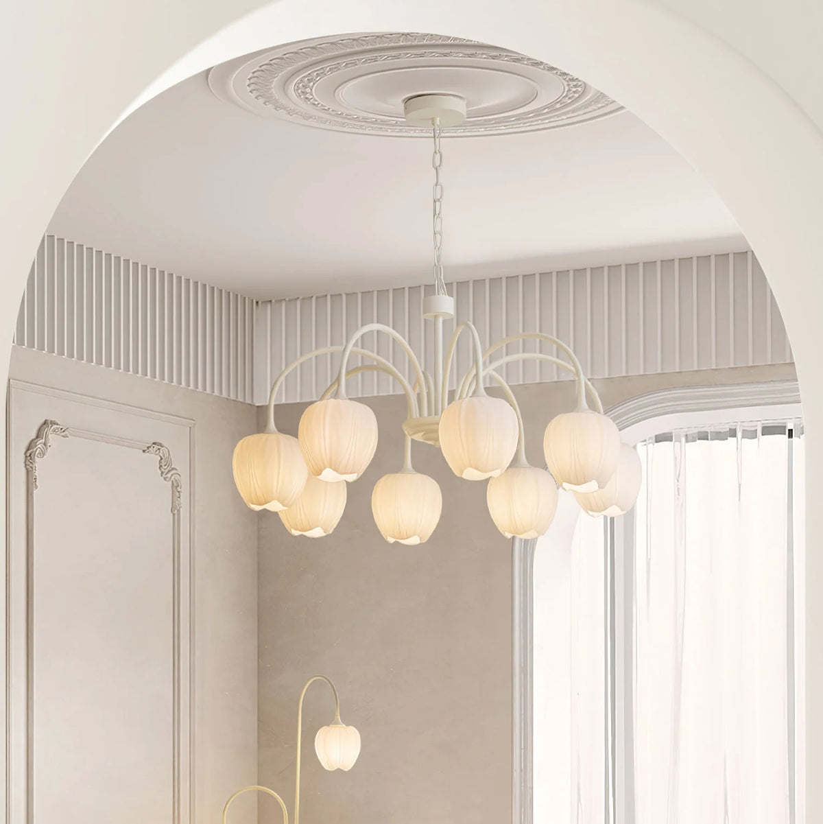 Lampadario di soggiorno minimalista moderno color crema